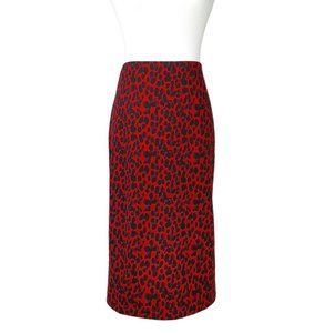 Banana Republic Red Leopard Print Pencil Skirt